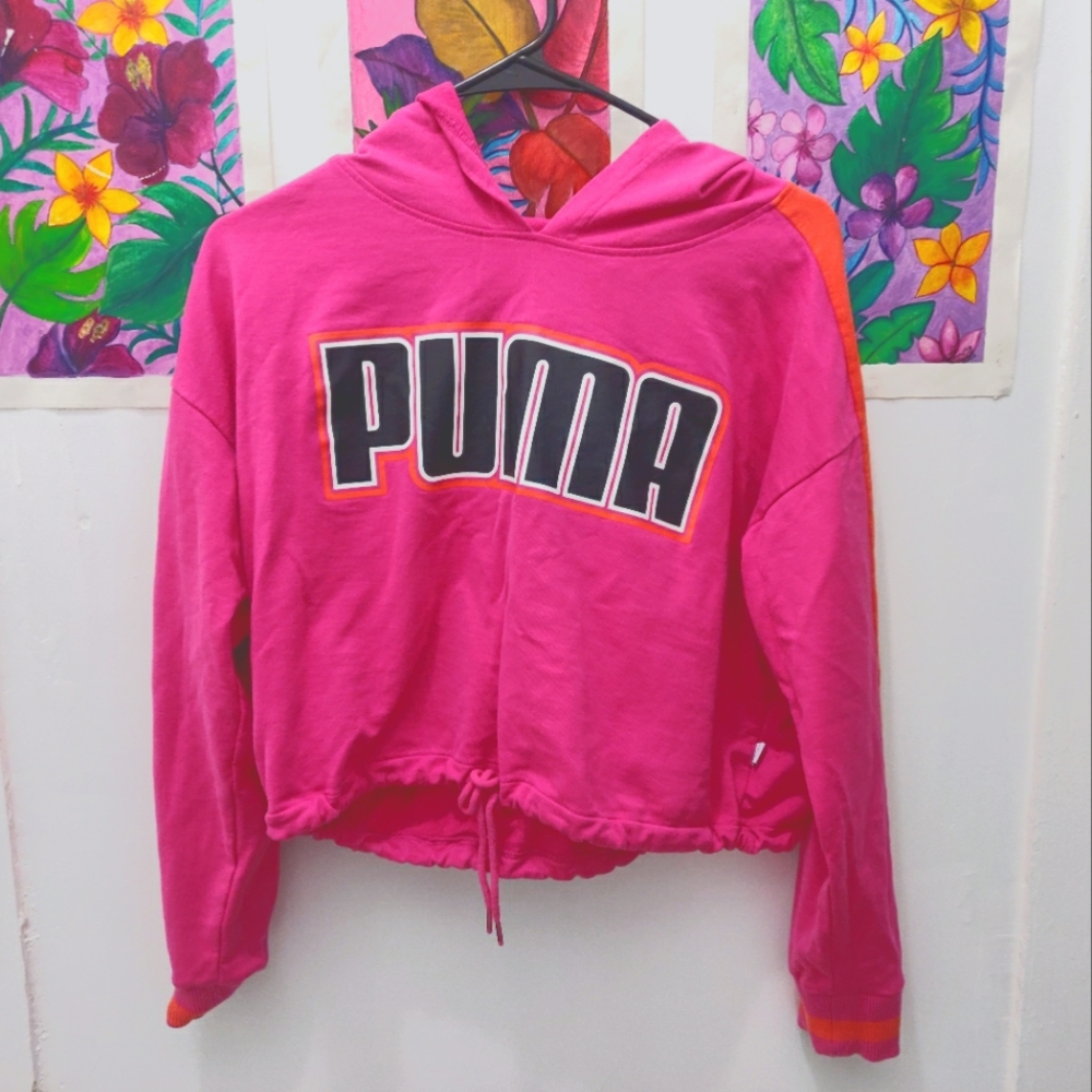 Puma Pink Crop Hoodie